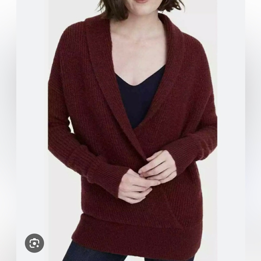 NWT J. Crew 365 Point Sur Shawl Pullover Sweater terracora clay brown M